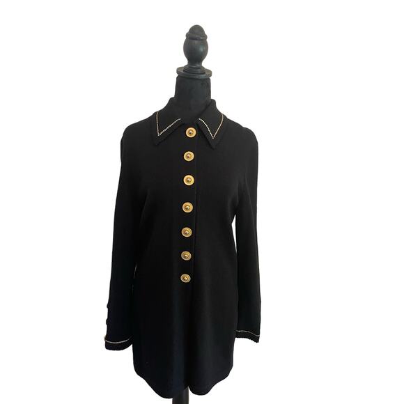 Vintage JSS Black Knit Wear Jacket sz S Wool blend USA Classic Womans - Picture 1 of 13